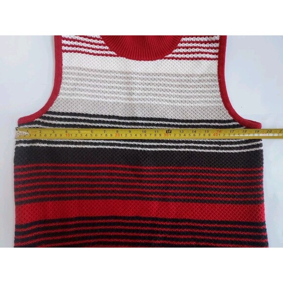 Vintage Crazy Horse Brown/Rust Striped Sleeveless Turtleneck Sweater Size XL - Picture 2 of 6